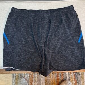 lululemon athletica Black and grey pattern with Blue accents Athletic Shorts